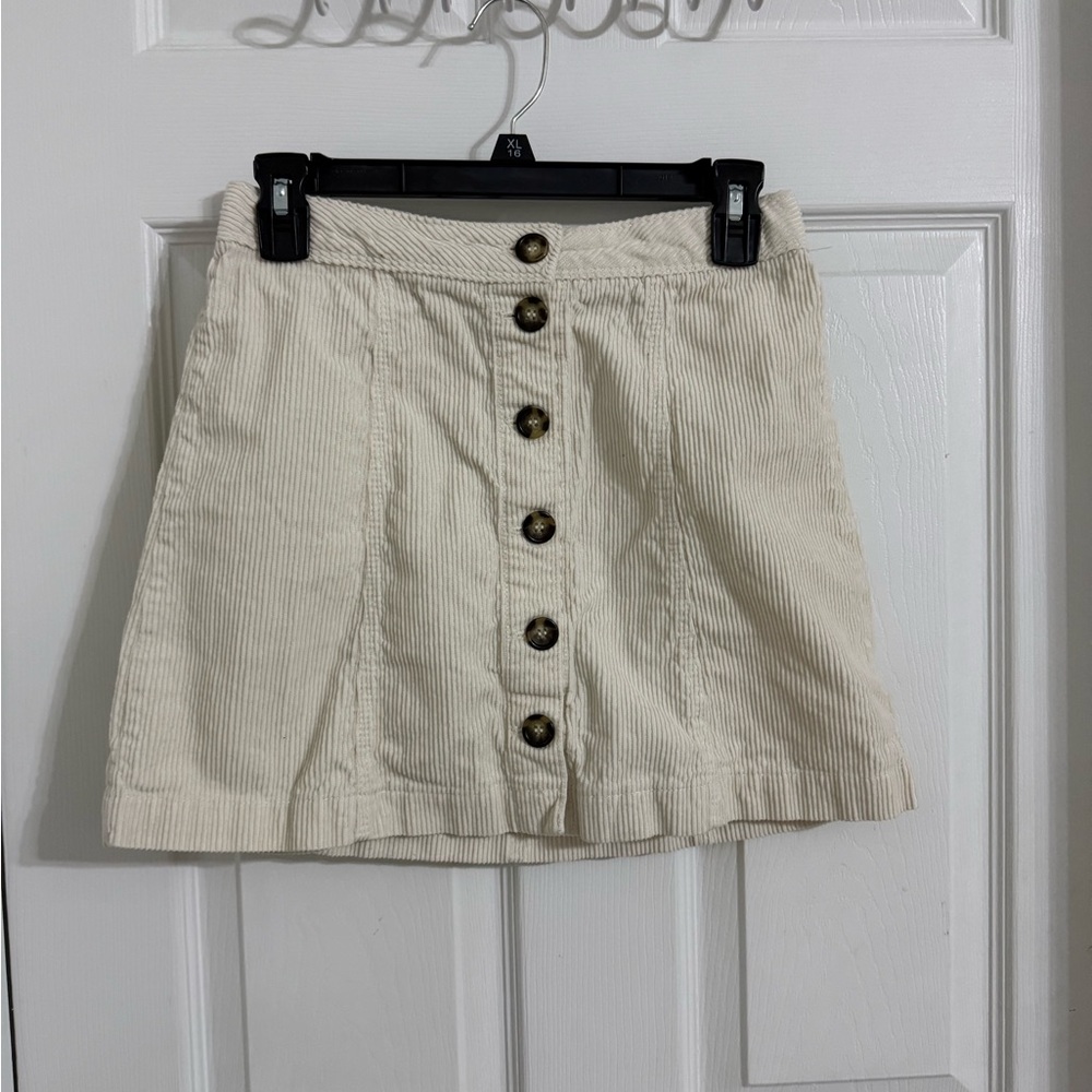 H&M Beige Front Button Down Corduroy Skirt